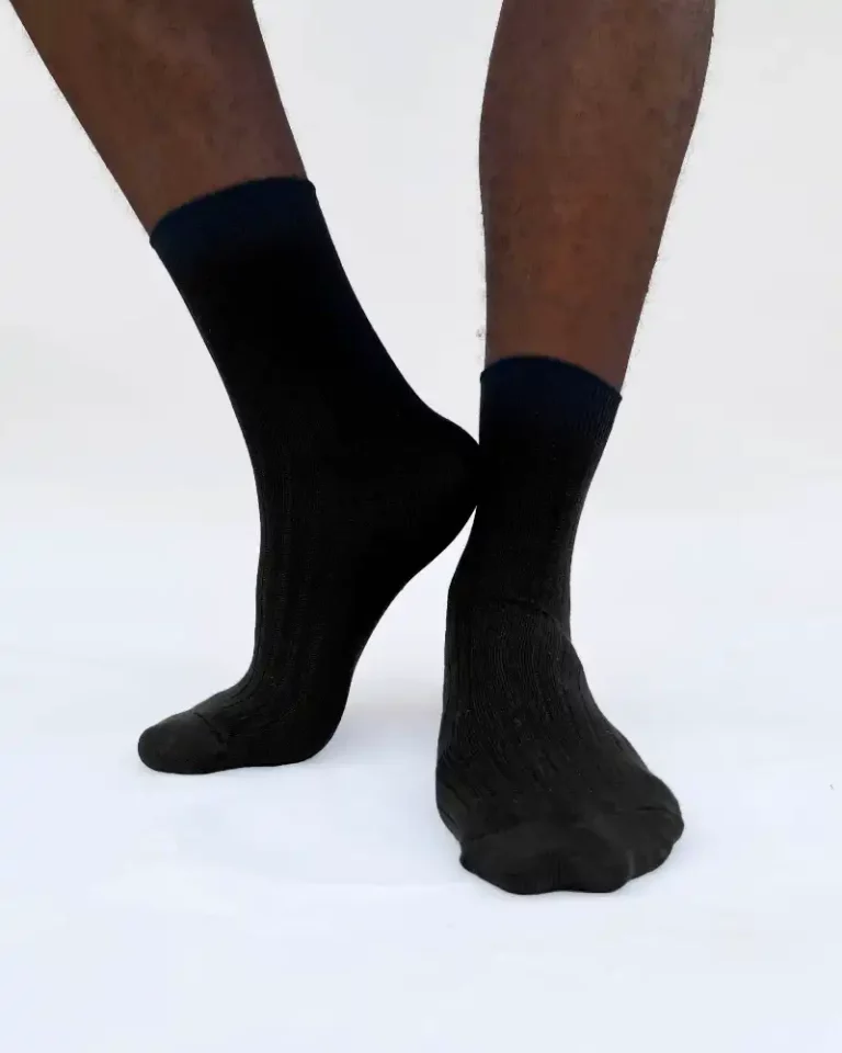 black-plain-smiley-socks