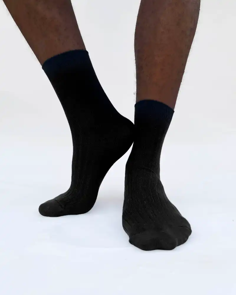 black-plain-smiley-socks